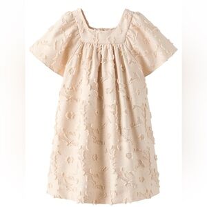 Zara Cream Textured Short Sleeve Dress